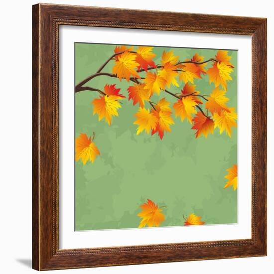 Vintage Autumn Wallpaper, Leaf Fall Background-silvionka-Framed Art Print