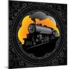 Vintage Background with Old Locomotive. Vector Illustration.-Rashomon-Mounted Art Print