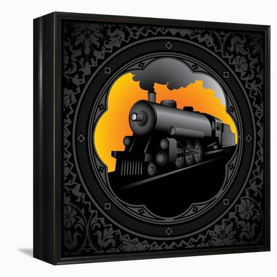 Vintage Background with Old Locomotive. Vector Illustration.-Rashomon-Framed Stretched Canvas