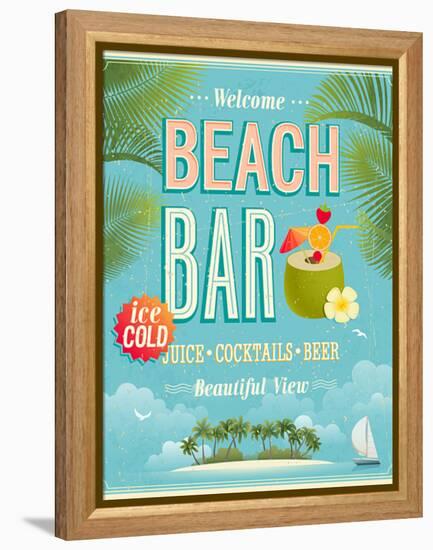 Vintage Beach Bar Poster-avean-Framed Stretched Canvas