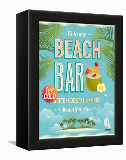 Vintage Beach Bar Poster-avean-Framed Stretched Canvas
