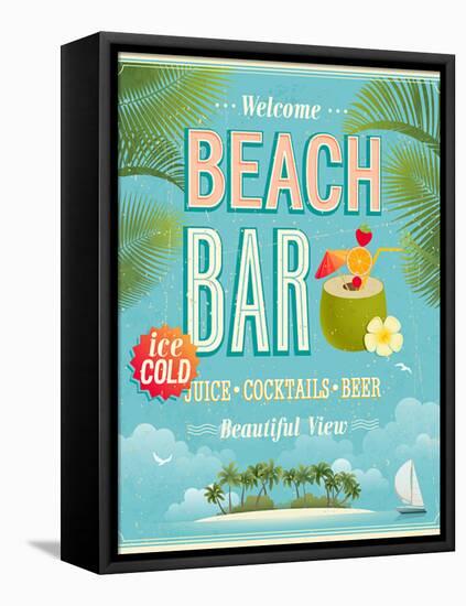 Vintage Beach Bar Poster-avean-Framed Stretched Canvas