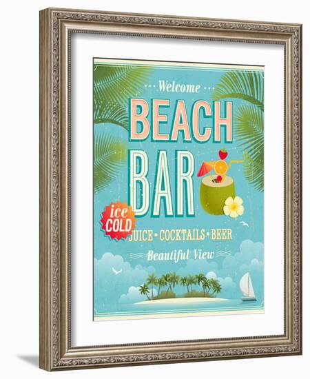 Vintage Beach Bar Poster-avean-Framed Art Print