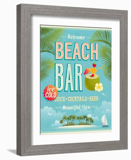 Vintage Beach Bar Poster-avean-Framed Art Print