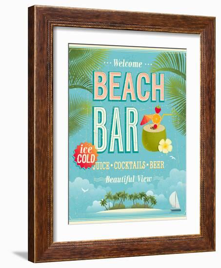 Vintage Beach Bar Poster-avean-Framed Art Print