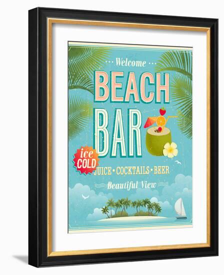 Vintage Beach Bar Poster-avean-Framed Art Print