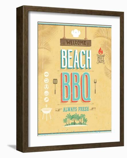 Vintage Beach Bbq Poster-avean-Framed Art Print