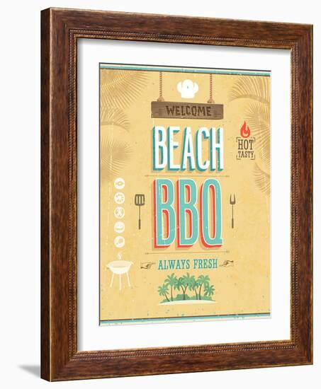 Vintage Beach Bbq Poster-avean-Framed Art Print