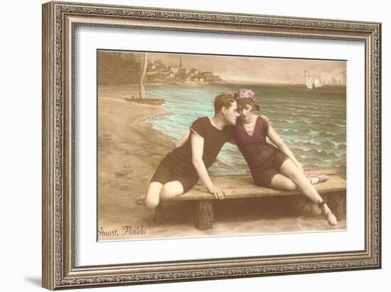 Vintage Beachgoing Couple, Stuart, Florida-null-Framed Art Print