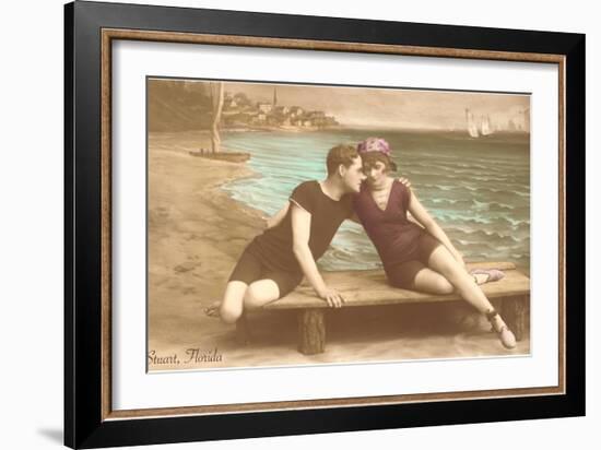 Vintage Beachgoing Couple, Stuart, Florida-null-Framed Art Print