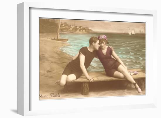 Vintage Beachgoing Couple, Stuart, Florida-null-Framed Art Print