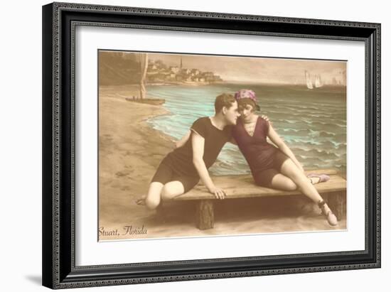 Vintage Beachgoing Couple, Stuart, Florida-null-Framed Art Print