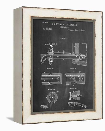 Vintage Beer Tap Patent-null-Framed Stretched Canvas