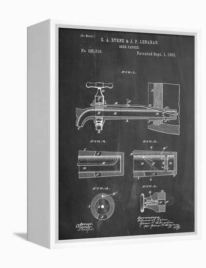 Vintage Beer Tap Patent-null-Framed Stretched Canvas