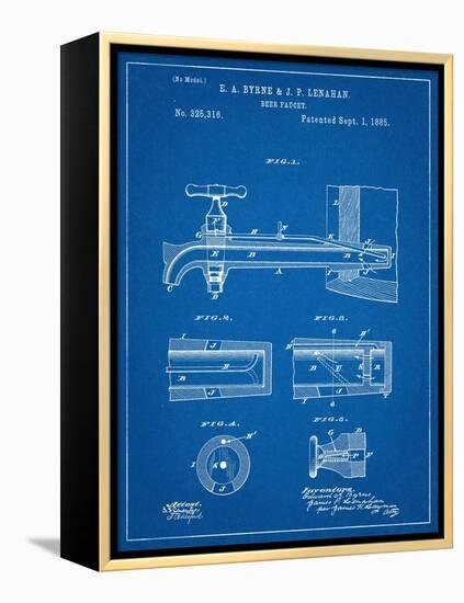 Vintage Beer Tap Patent-null-Framed Stretched Canvas