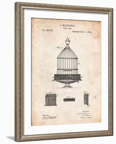 Vintage Birdcage Patent-Cole Borders-Framed Art Print