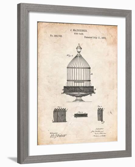 Vintage Birdcage Patent-Cole Borders-Framed Art Print