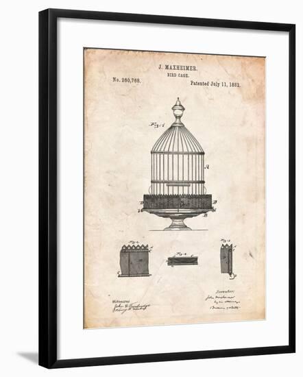 Vintage Birdcage Patent-Cole Borders-Framed Art Print