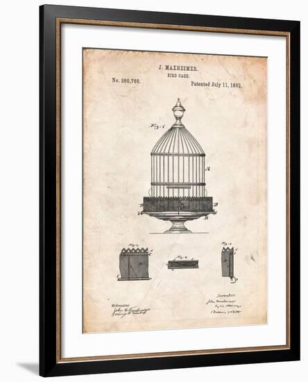 Vintage Birdcage Patent-Cole Borders-Framed Art Print