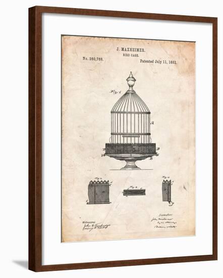 Vintage Birdcage Patent-Cole Borders-Framed Art Print