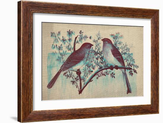 Vintage Birds (Blue)-null-Framed Art Print