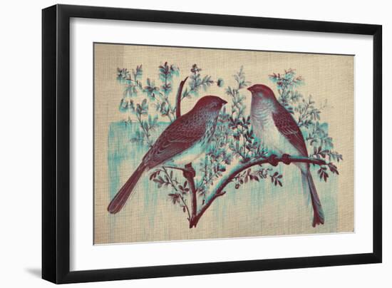 Vintage Birds (Blue)-null-Framed Art Print