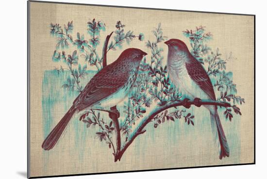 Vintage Birds (Blue)-null-Mounted Art Print