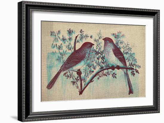 Vintage Birds (Blue)-null-Framed Art Print