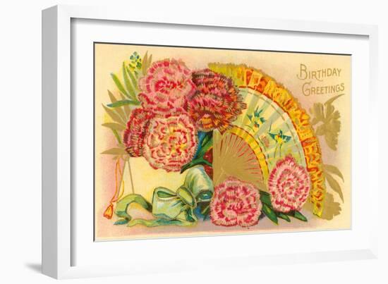 Vintage Birthday Greetings-null-Framed Art Print