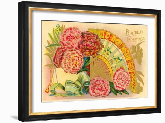 Vintage Birthday Greetings-null-Framed Art Print