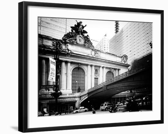 Vintage Black and White Series - Grand Central Station - 42nd Street Sign - Manhattan, New York-Philippe Hugonnard-Framed Photographic Print