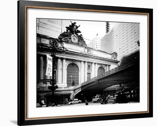 Vintage Black and White Series - Grand Central Station - 42nd Street Sign - Manhattan, New York-Philippe Hugonnard-Framed Photographic Print