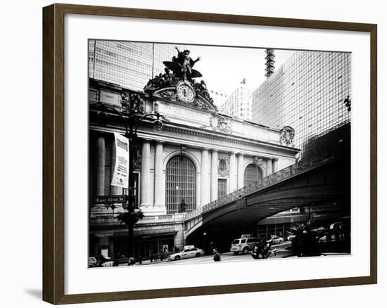 Vintage Black and White Series - Grand Central Station - 42nd Street Sign - Manhattan, New York-Philippe Hugonnard-Framed Photographic Print