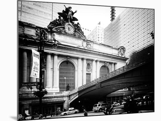 Vintage Black and White Series - Grand Central Station - 42nd Street Sign - Manhattan, New York-Philippe Hugonnard-Mounted Photographic Print