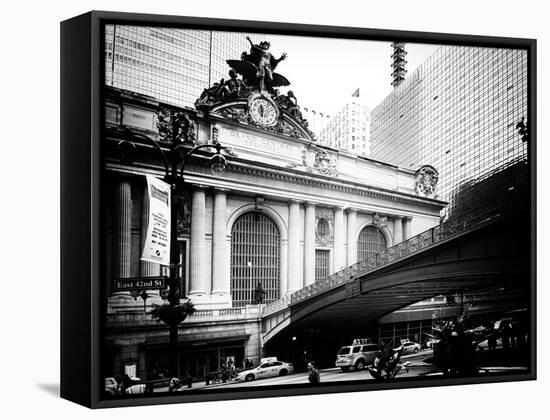 Vintage Black and White Series - Grand Central Station - 42nd Street Sign - Manhattan, New York-Philippe Hugonnard-Framed Premier Image Canvas