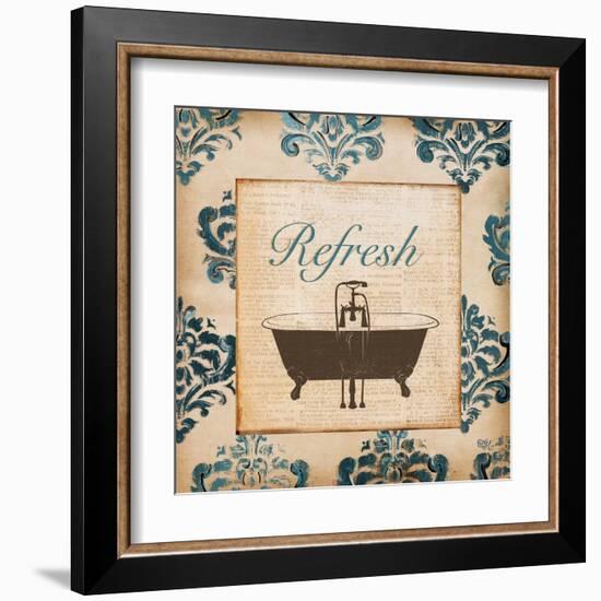 Vintage Blue Damask I-Tiffany Hakimipour-Framed Art Print