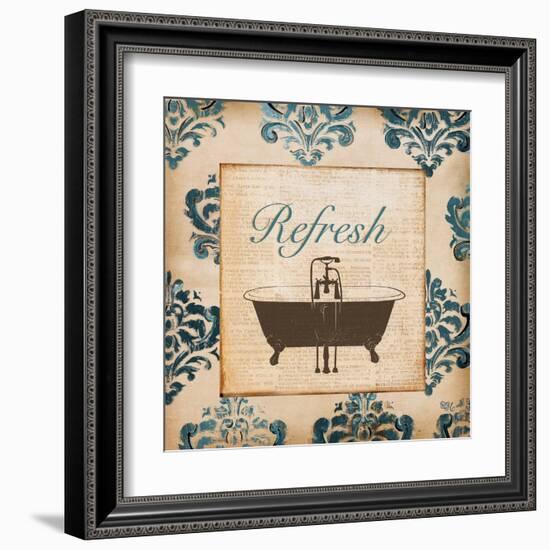 Vintage Blue Damask I-Tiffany Hakimipour-Framed Art Print