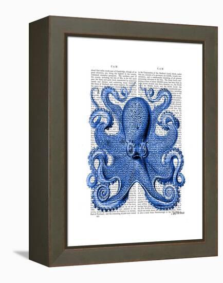 Vintage Blue Octopus 1 Front-Fab Funky-Framed Stretched Canvas