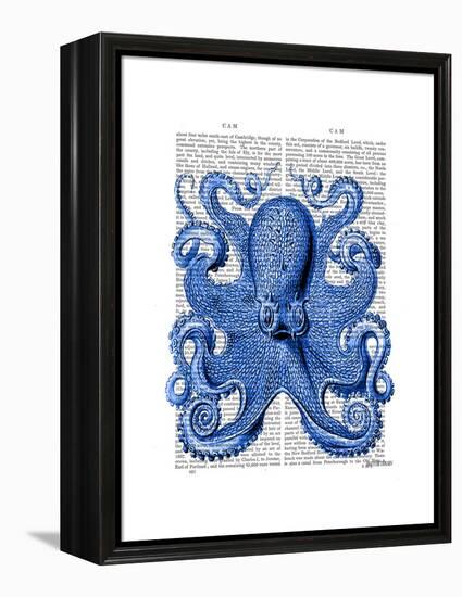 Vintage Blue Octopus 1 Front-Fab Funky-Framed Stretched Canvas