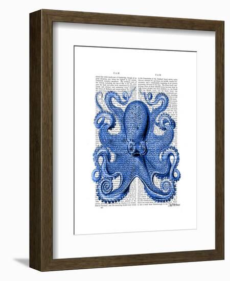 Vintage Blue Octopus 1 Front-Fab Funky-Framed Art Print