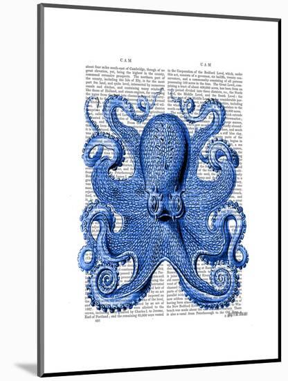 Vintage Blue Octopus 1 Front-Fab Funky-Mounted Art Print