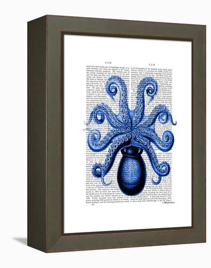 Vintage Blue Octopus 1 Underside-Fab Funky-Framed Stretched Canvas