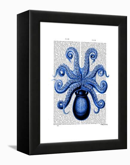 Vintage Blue Octopus 1 Underside-Fab Funky-Framed Stretched Canvas