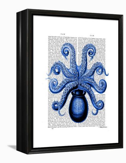 Vintage Blue Octopus 1 Underside-Fab Funky-Framed Stretched Canvas