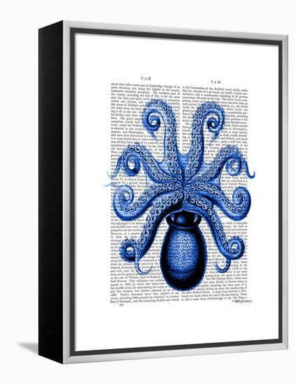 Vintage Blue Octopus 1 Underside-Fab Funky-Framed Stretched Canvas