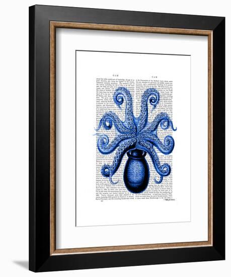 Vintage Blue Octopus 1 Underside-Fab Funky-Framed Art Print