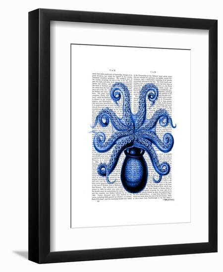 Vintage Blue Octopus 1 Underside-Fab Funky-Framed Art Print