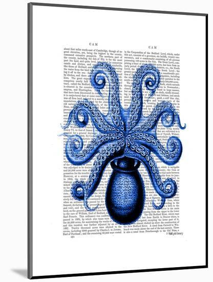 Vintage Blue Octopus 1 Underside-Fab Funky-Mounted Art Print