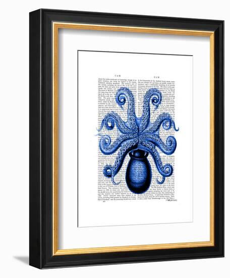 Vintage Blue Octopus 1 Underside-Fab Funky-Framed Art Print