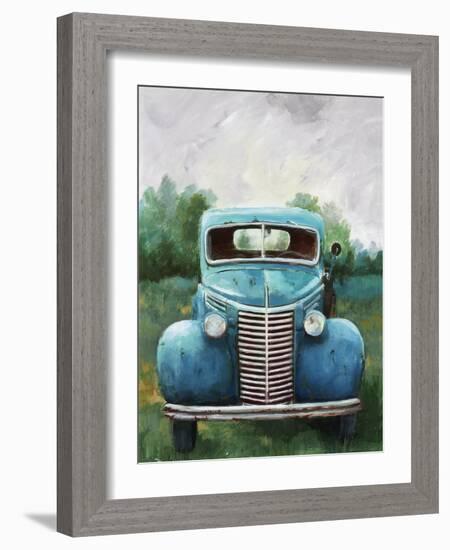 Vintage Blue Truck-null-Framed Art Print